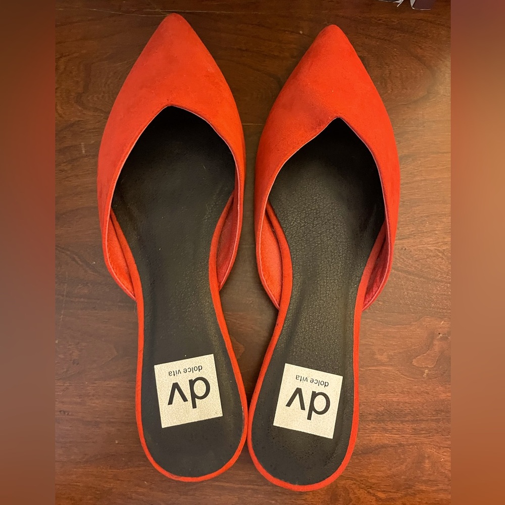 Red Dolce Vita suede pointed toe flats